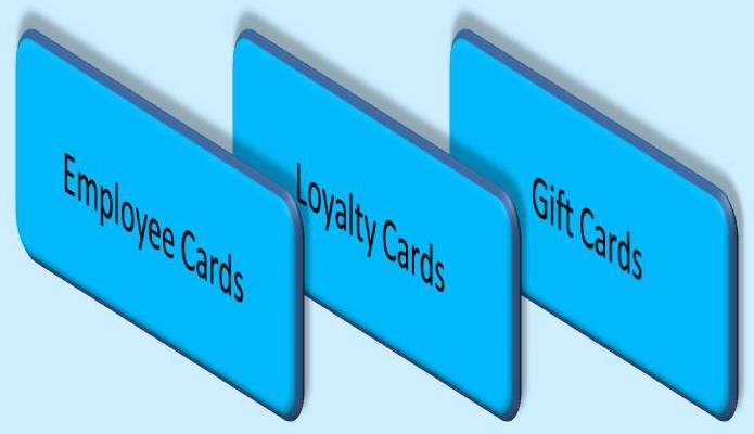 gift cards, loyalty cards, employee cards