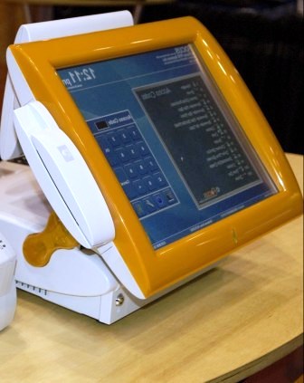 POS touchscreen with colored casing